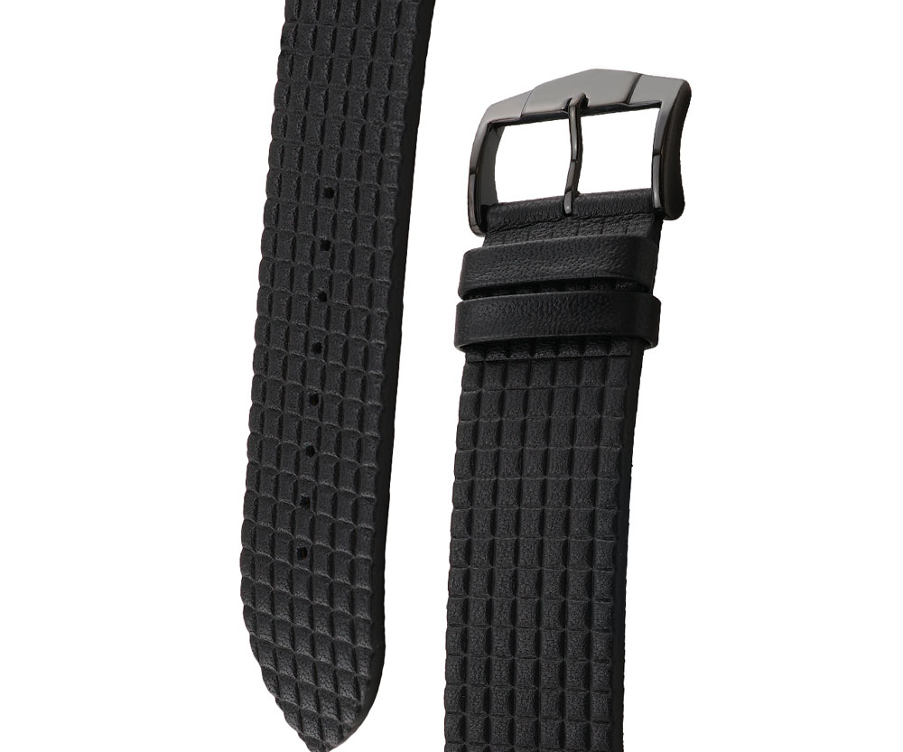 Carbone Fibre Bracelet Montre Remplacement Noir Avec Couture Fort Cuir Bande