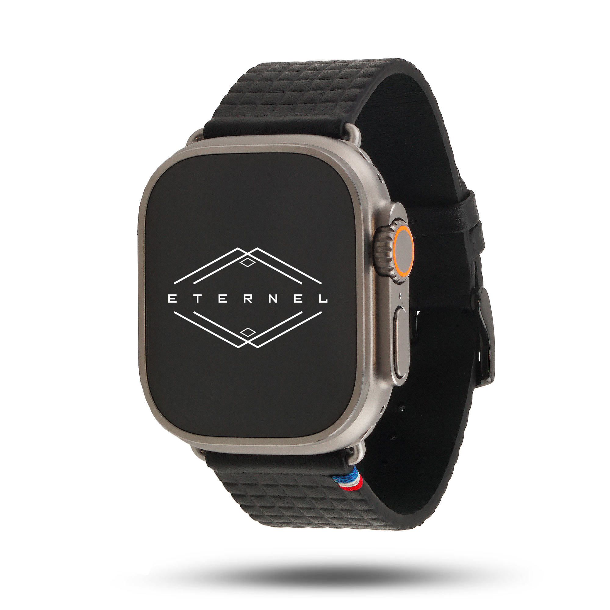 Carbone - Bracelet Apple Watch cuir motif damier - Made in France